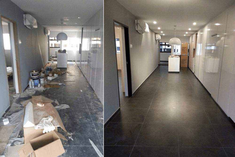 Post-renovation cleaning before and after